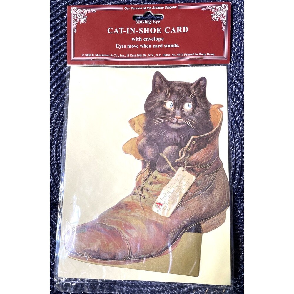 Vintage Victorian Style Cat Card w/Envelope Moving Eyes